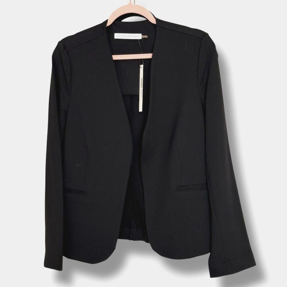 Susana Monaco Black Open Front Stretchy Dress Blazer Size Women’s Medium NWT